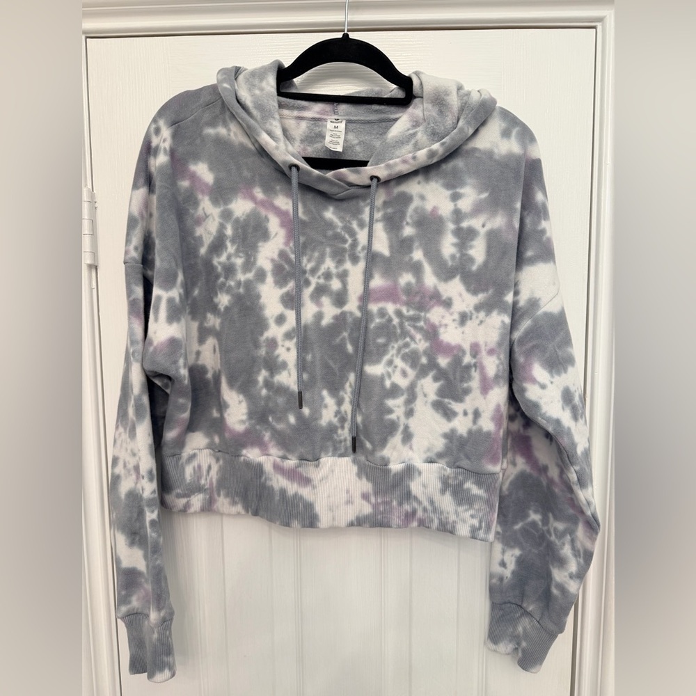 90 Degree By Reflex Purple and Gray Tie-Dye Hoodie